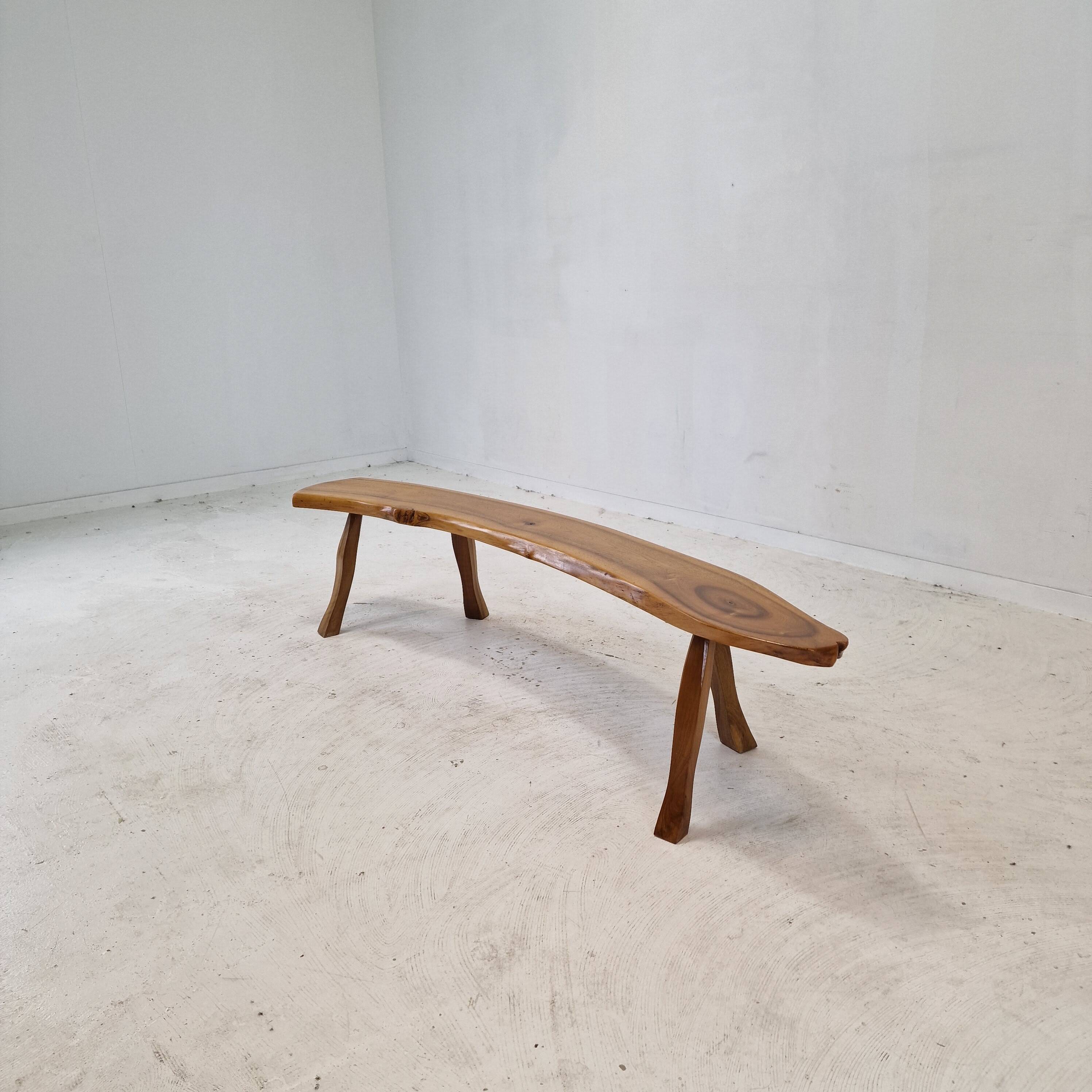 Wooden Tree Trunk Bench, France 1960s