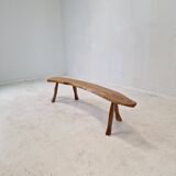 Banc en tronc d'arbre en bois, France 1960
