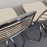 Set of 4 vintage Italian Gastone Rinaldi style chairs in chrome metal
