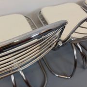 Set of 4 vintage Italian Gastone Rinaldi style chairs in chrome metal