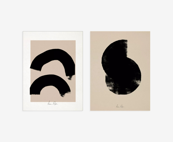Pair of giclee prints, abstract wall art set of two, 50x70cm