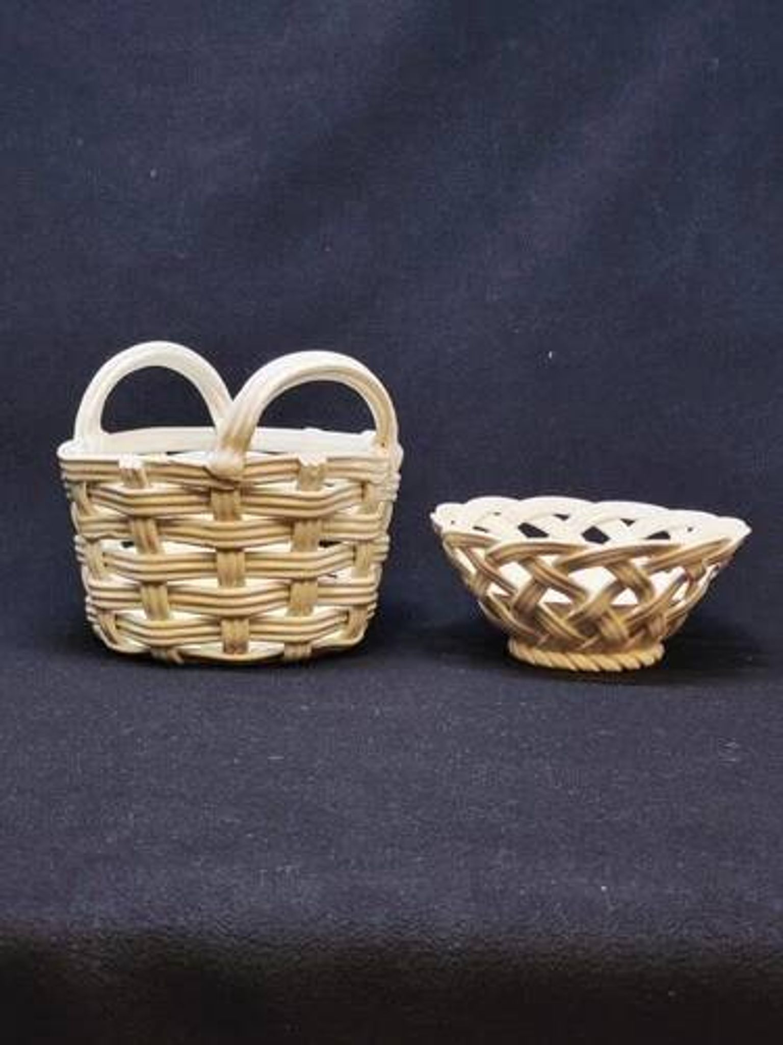 Lot de céramique tressée blanche méditerranéenne panier + coupelle