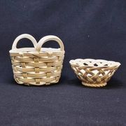 Lot de céramique tressée blanche méditerranéenne panier + coupelle