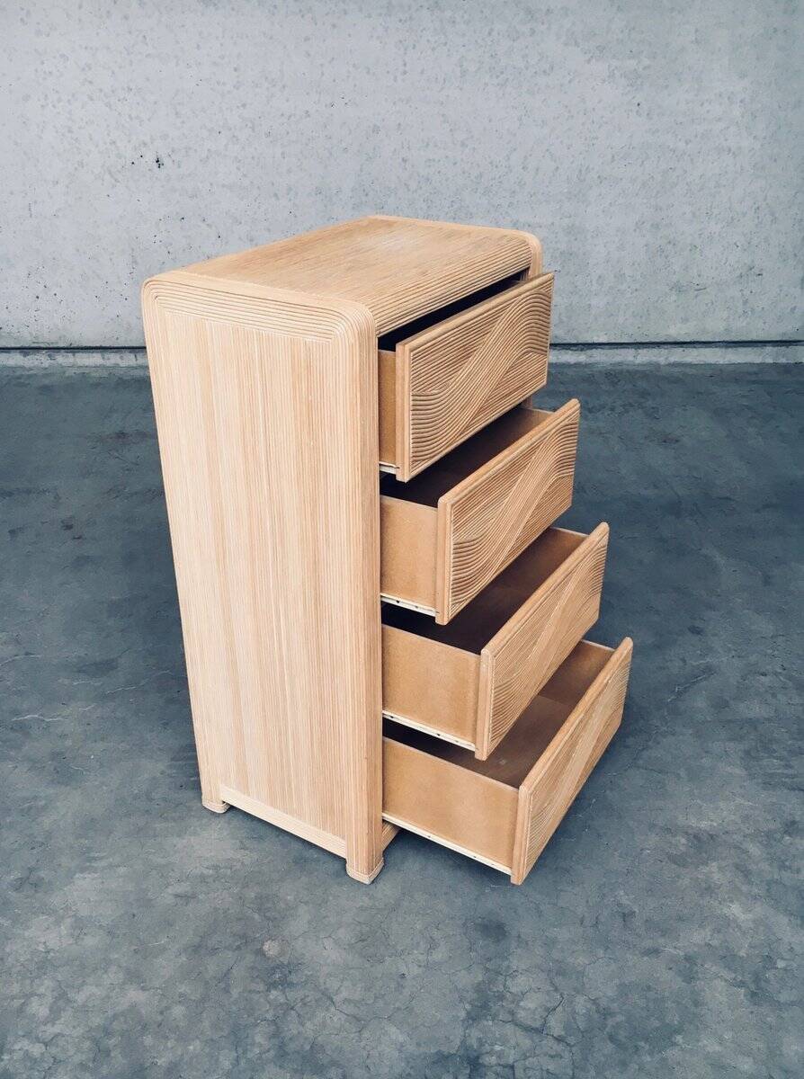 Vintage Rattan High Chest of Drawers, 1980s