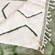 Magnificent Berber carpet Béni Ouarain green and white with diamonds and braided border