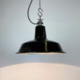 Industrial Black Enamel Hanging Lamp from Reluma, 1950s