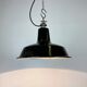 Industrial Black Enamel Hanging Lamp from Reluma, 1950s