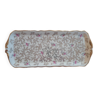 Rectangular dish in vintage Limoges enameled porcelain