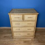 Commode vintage en rotin naturel