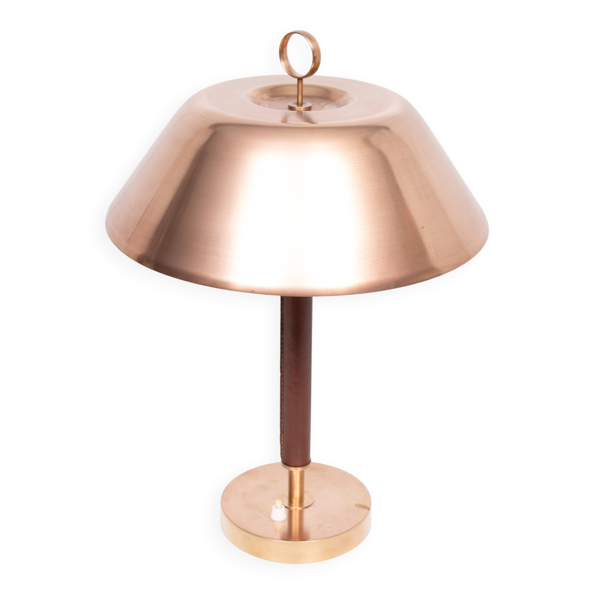 Falkenbergs Belysning Brass and Leather table lamp Sweden 1960s