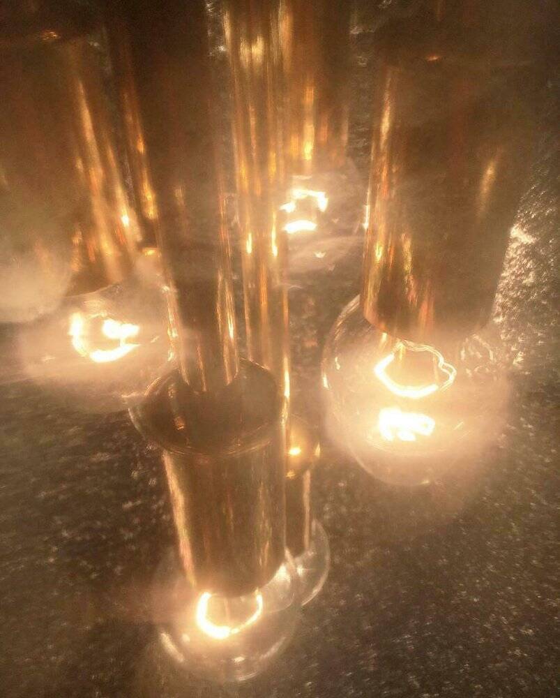 Large glass and brass planet ball pendant lamp from the mid-century German space age, 1960s.