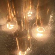 Large glass and brass planet ball pendant lamp from the mid-century German space age, 1960s.