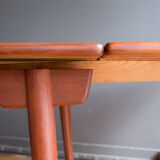 Hans Wegner AT312 oak and teak extendable dining table