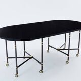 Maison Jansen table à manger Royal extensible laque noire 1960