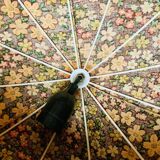 Vintage fringed pendant light in floral fabric - 1970s