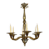 Lustre vénitien en verre de Murano mordoré par Venini vers 1920, 6 bras de lumière