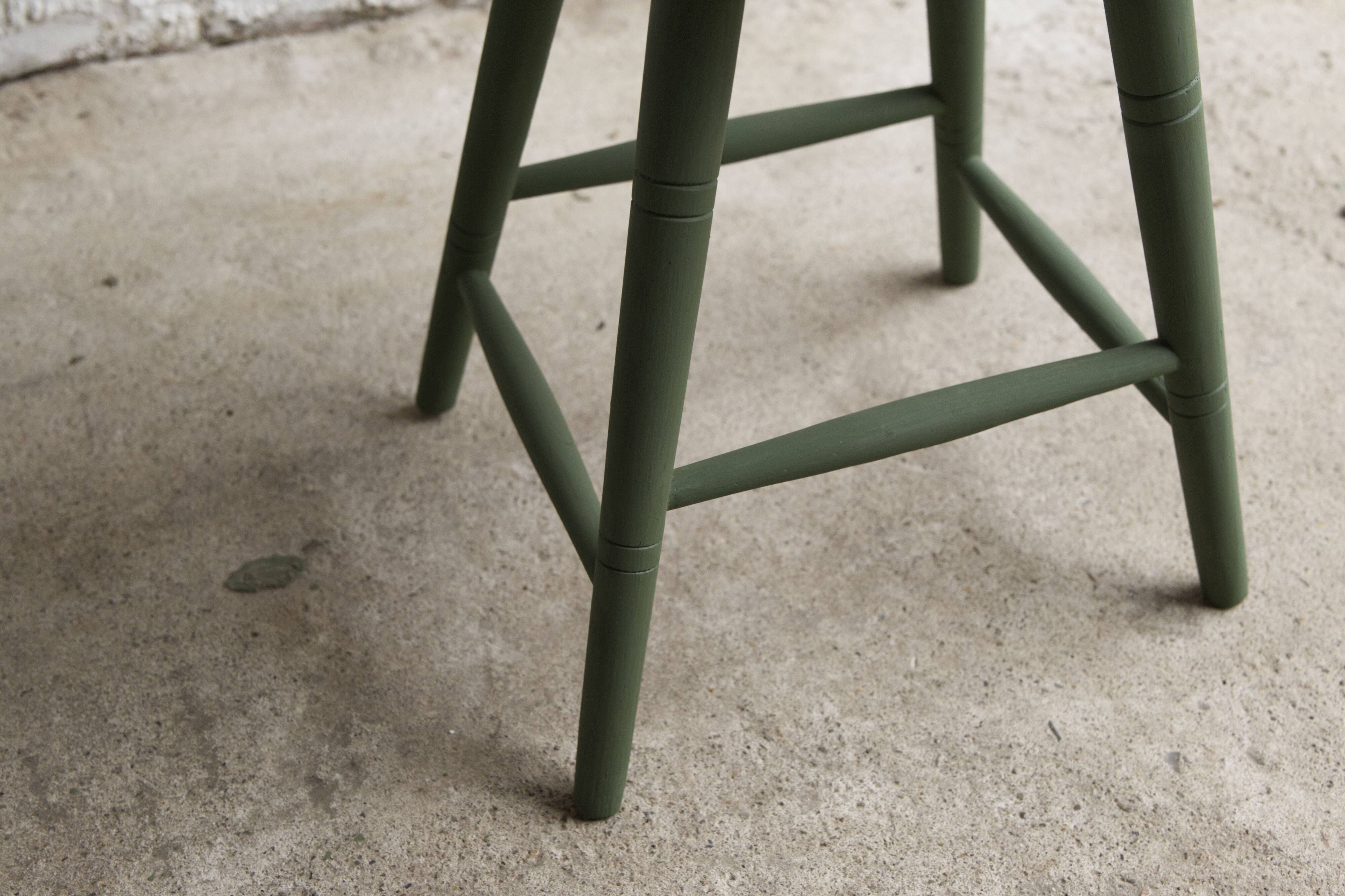Milk painted pine stool, 1960s