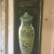 Wooden relief panel "Chemist Druggist" from Country corner