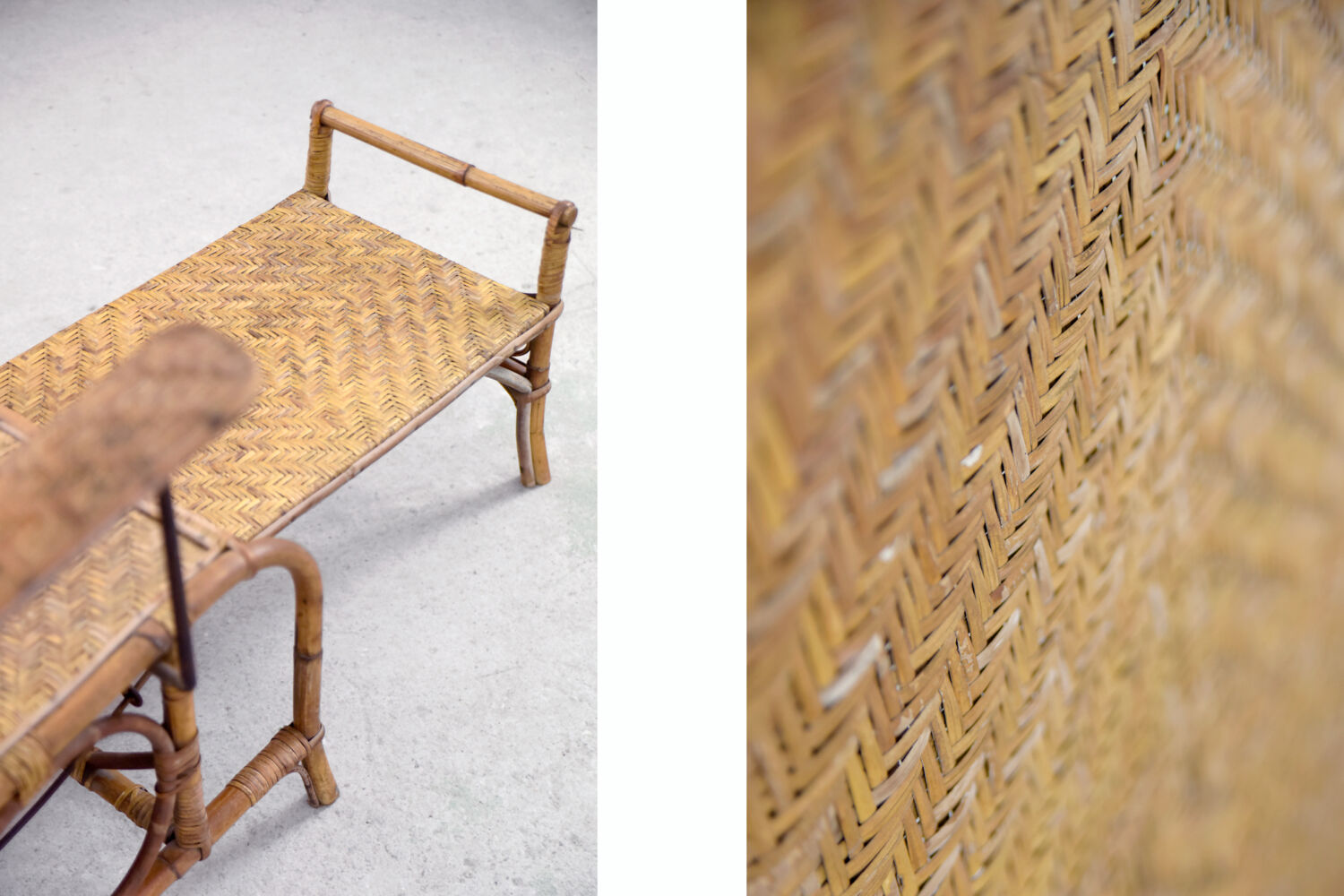 Bauhaus rattan armchair with ottoman by Erich Dieckmann, 1930s