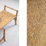 Bauhaus rattan armchair with ottoman by Erich Dieckmann, 1930s