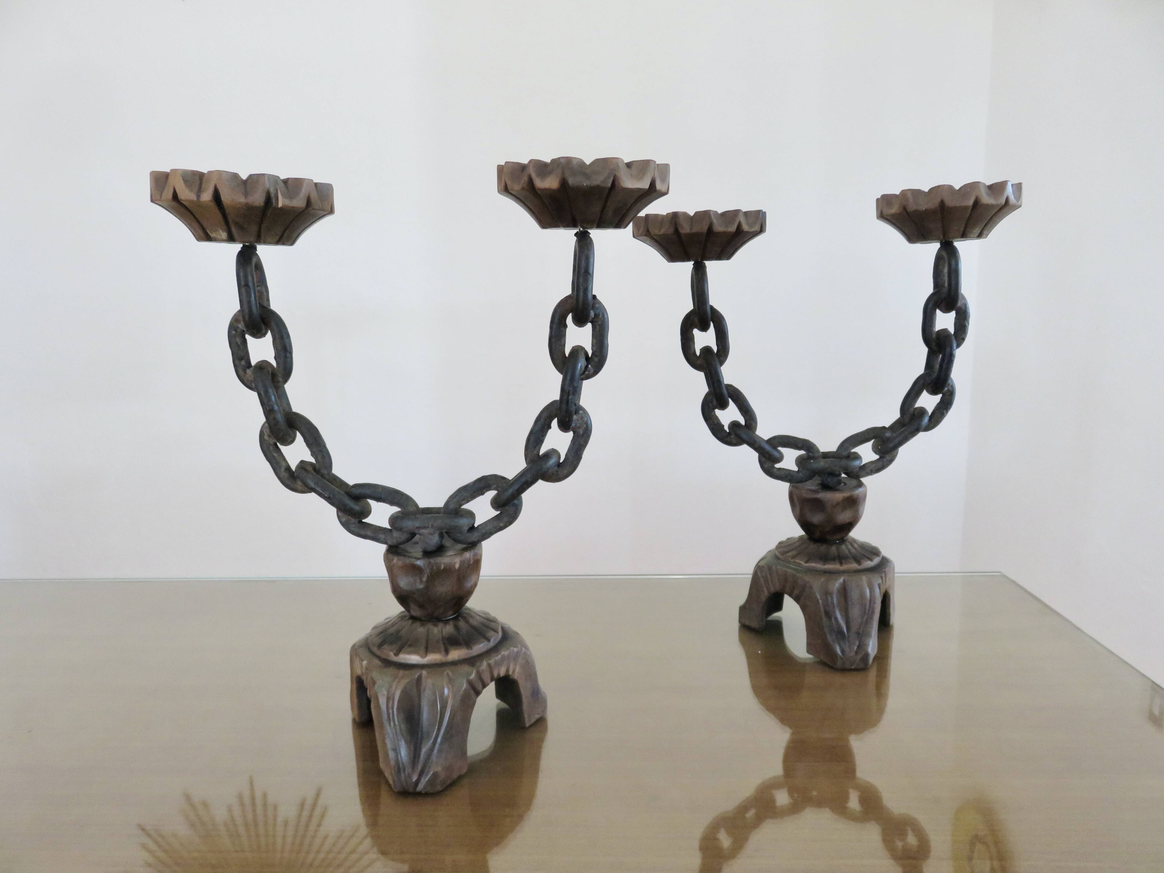 Brutalist pair of candlesticks, 1930s