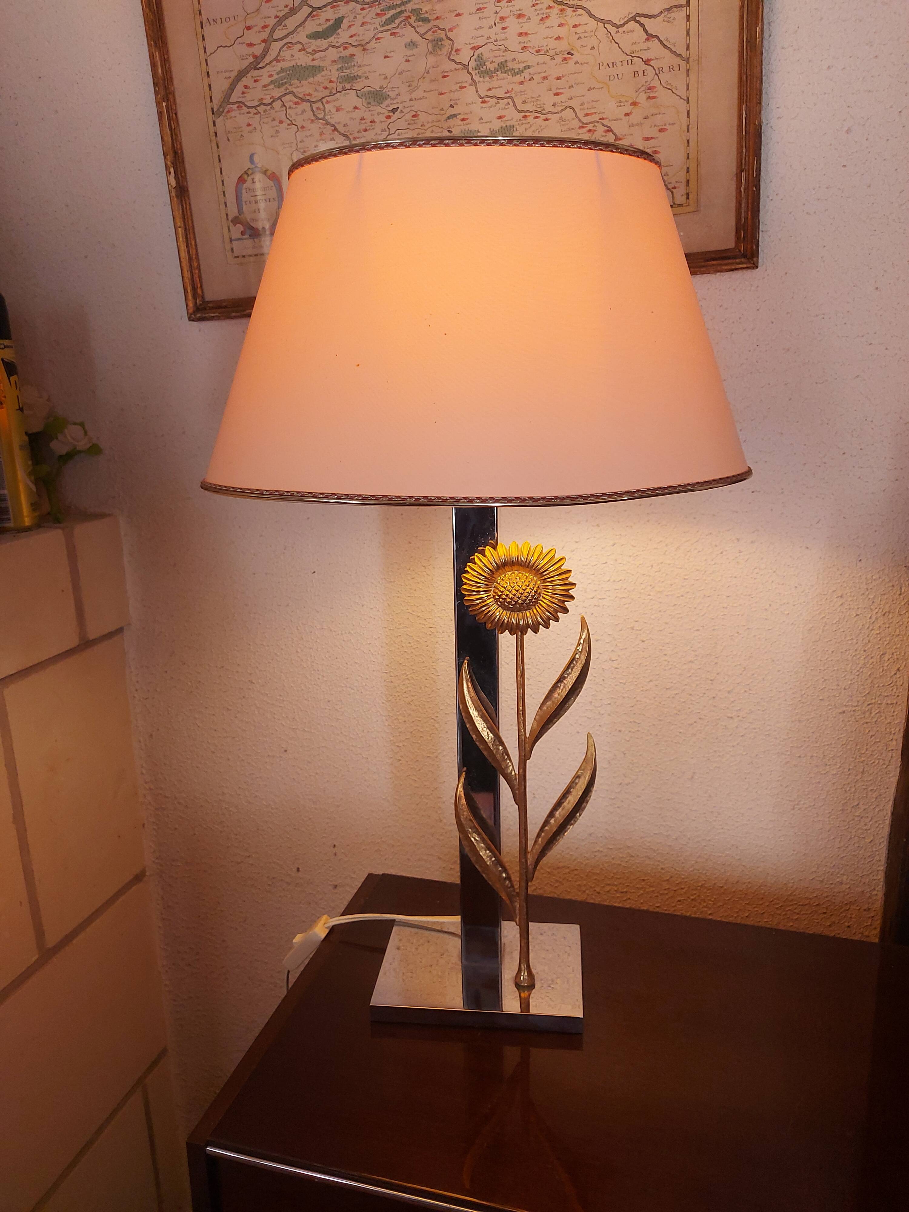 Lampe fleurs de tournesol design années 80's