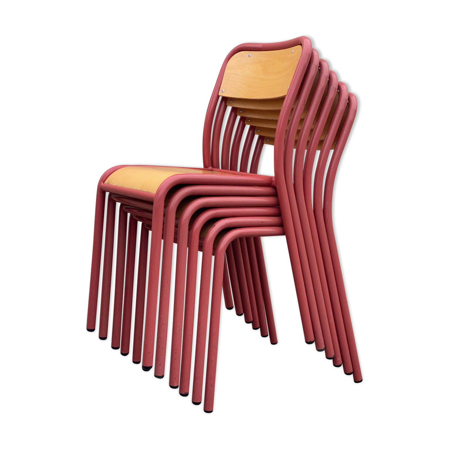 Lot de 6 chaises d'école Mullca taille adulte des années 80