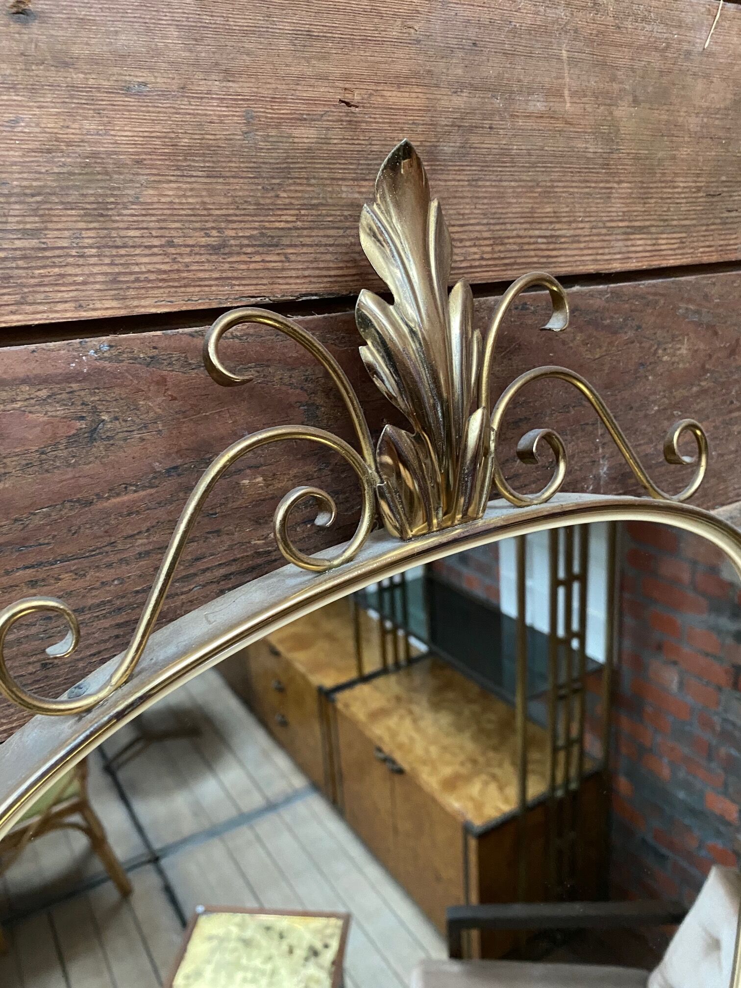 Gold metal rear-view mirror - 70x36cm