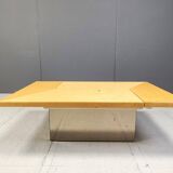 Vintage ash wood hidden bar coffee table by Paul Michel, 1970s