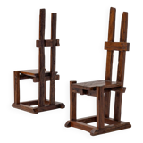 Pair of rustic Wabi Sabi Chairs, 1950s