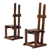 Paire de chaises rustiques Wabi Sabi, années 1950