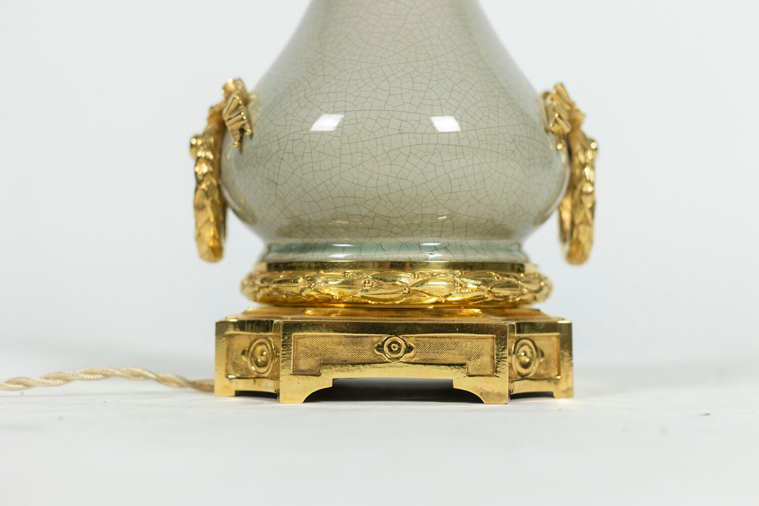 Lamp in bronze and celadon porcelain, circa 1880