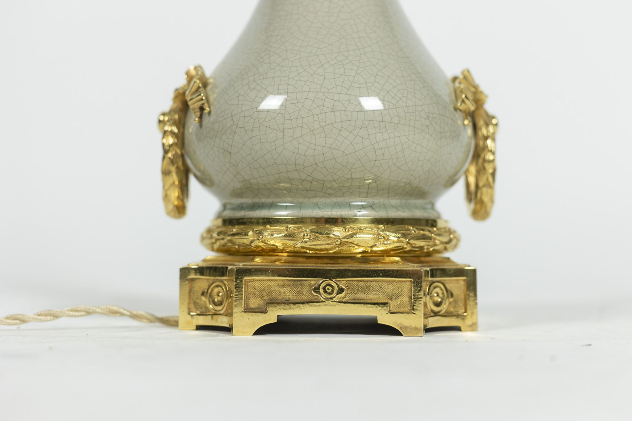 Lamp in bronze and celadon porcelain, circa 1880