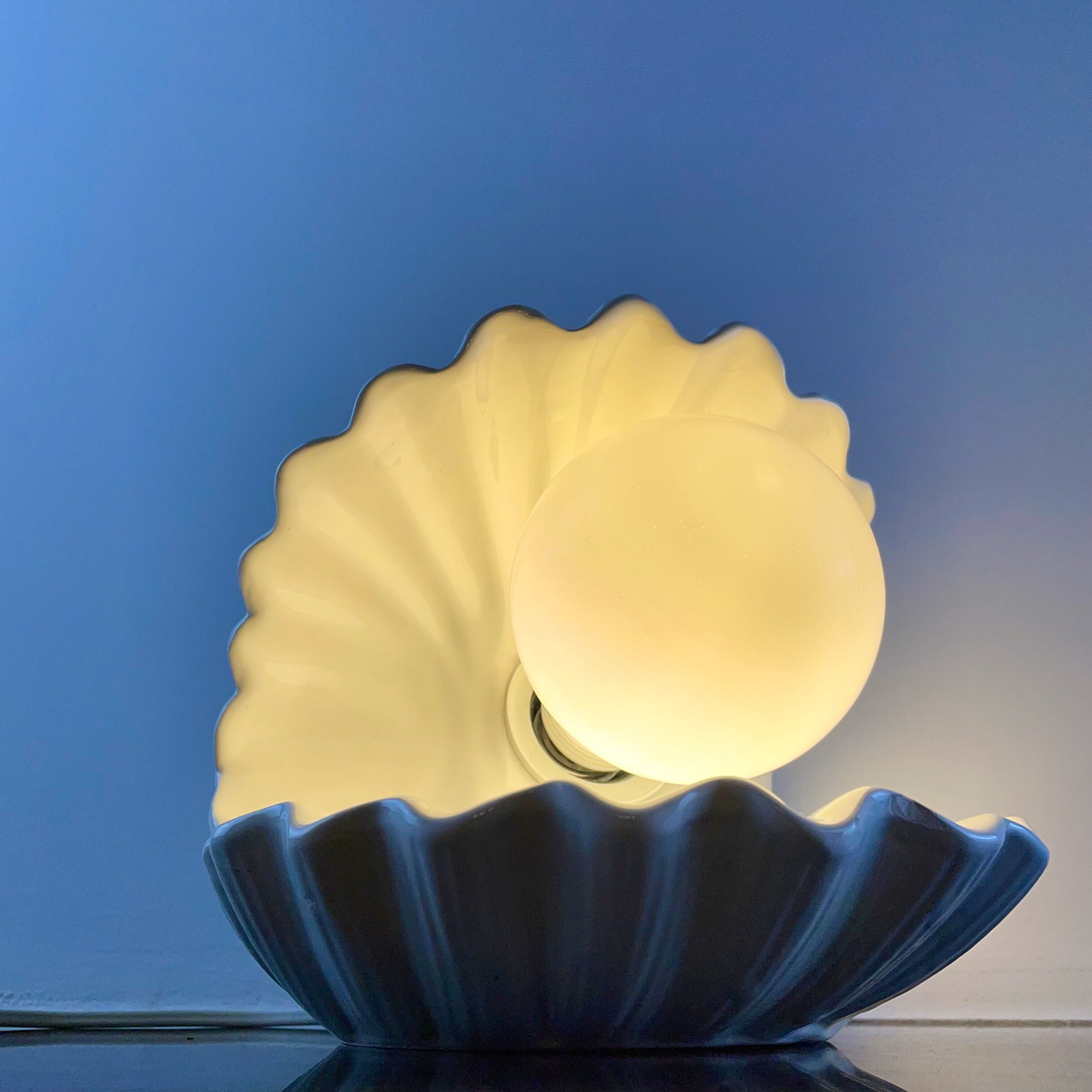 Ceramic shell lamp, circa 1970