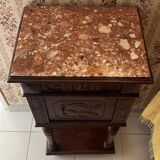 Solid wood stool with marble top