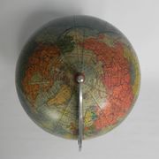 Paper mache globe on wooden base, 1960s