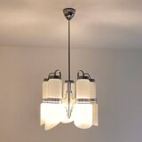 Modernist Murano Glass and Steel Space Age Chandelier, Italy 1960s