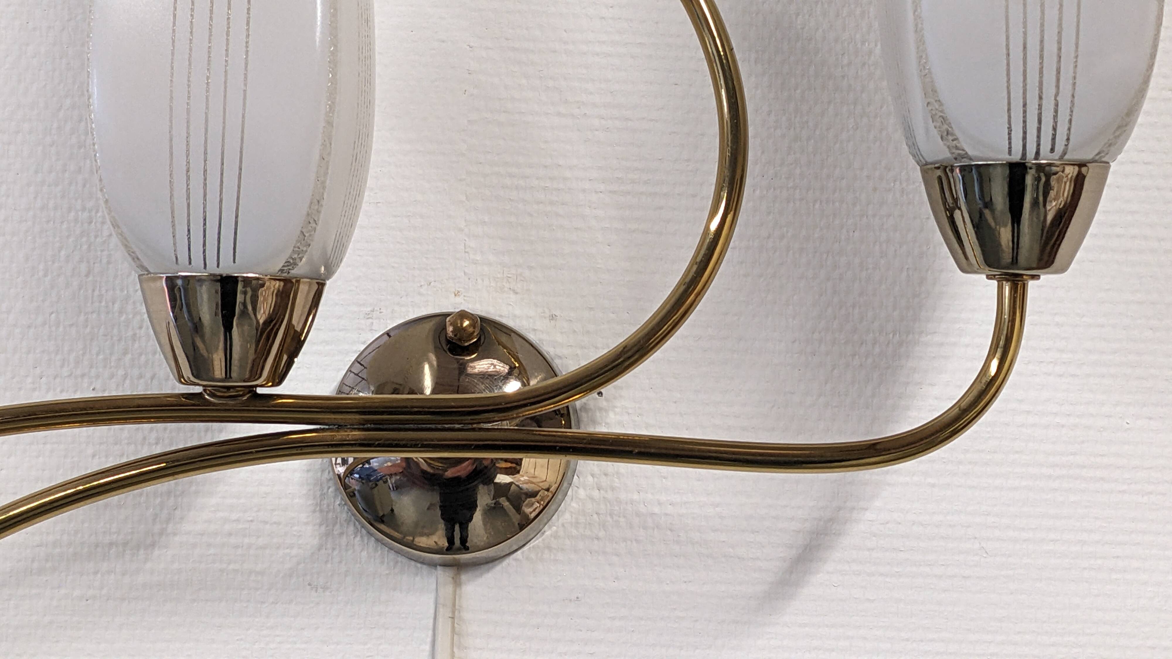 Pair of double brass wall lights from the 50s/60s
