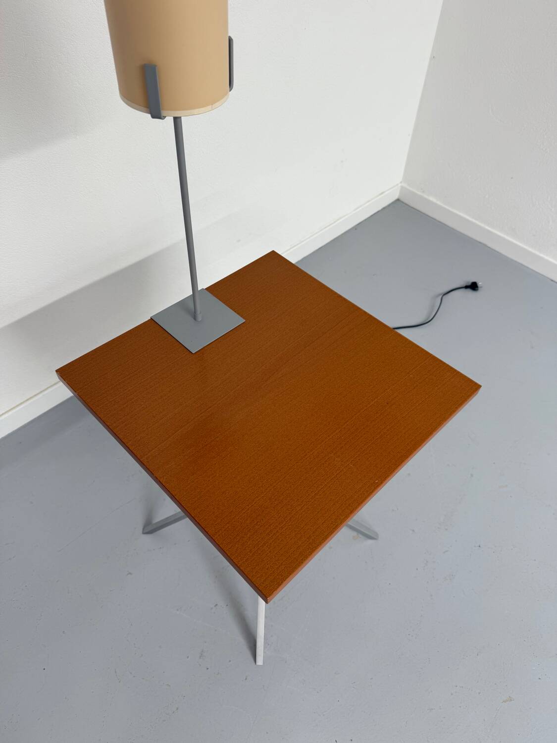 Side table / bedside table with designer lighting, Ligne Roset metal and wood