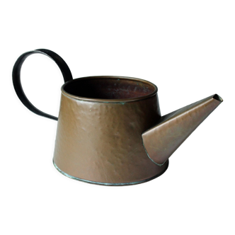 Copper watering can with wrought iron handle