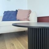 oval black fluted coffee table