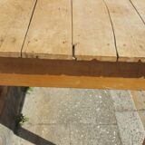 Raw wood farm table with drawer