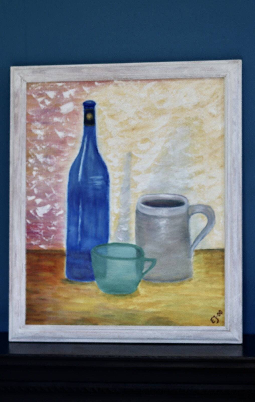 Swedish Mid-Century Oil on Canvas " Still life" Vintage and Framed