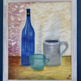Swedish Mid-Century Oil on Canvas " Still life" Vintage and Framed