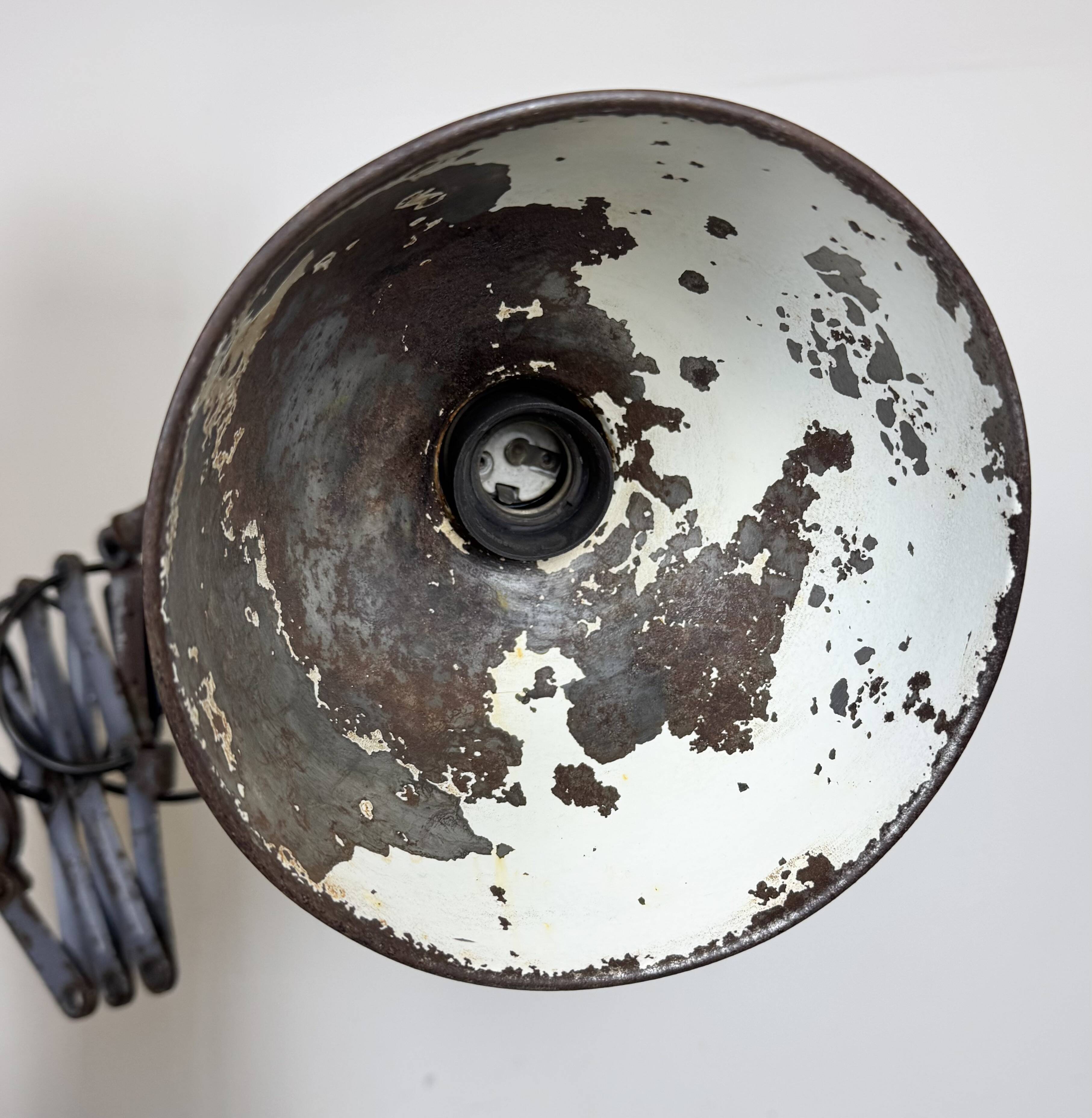 Grey Industrial Scissor Wall Lamp from Elektroinstala, 1960s