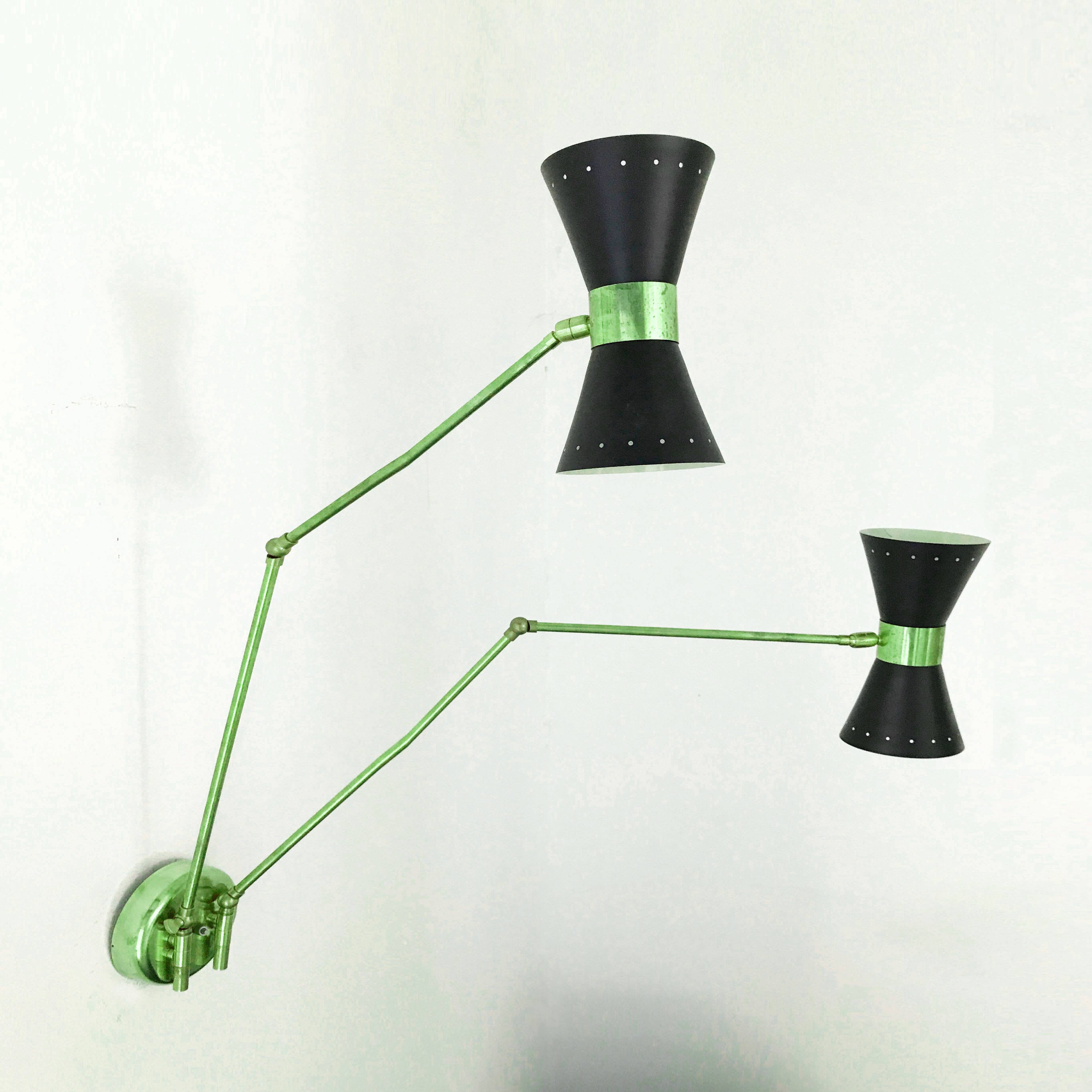Italian articulated wall light diabolo design 50s