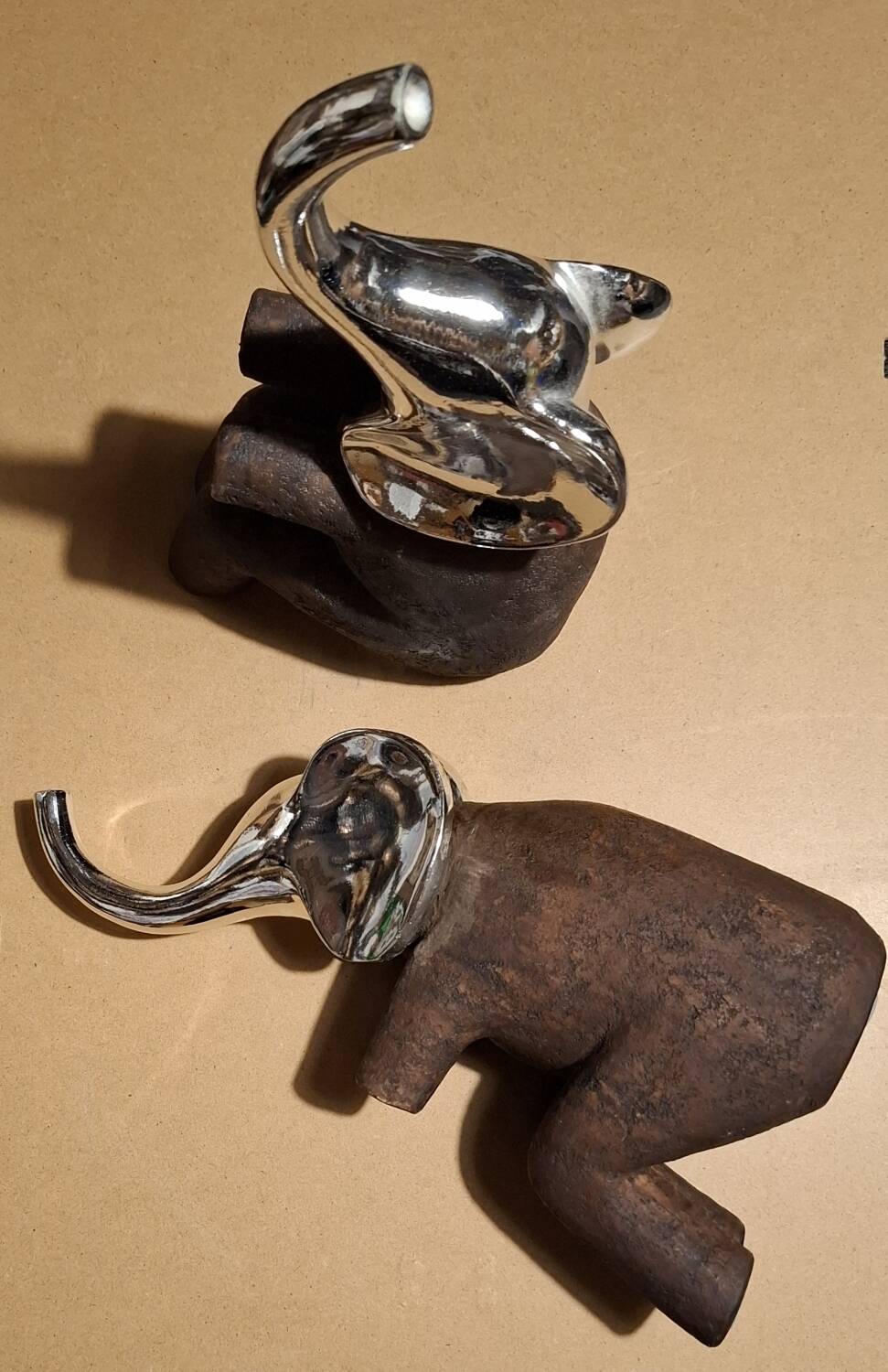 Wooden elephant bookends