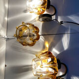 Pair of Murano glass wall sconces, vintage Italian 70s.