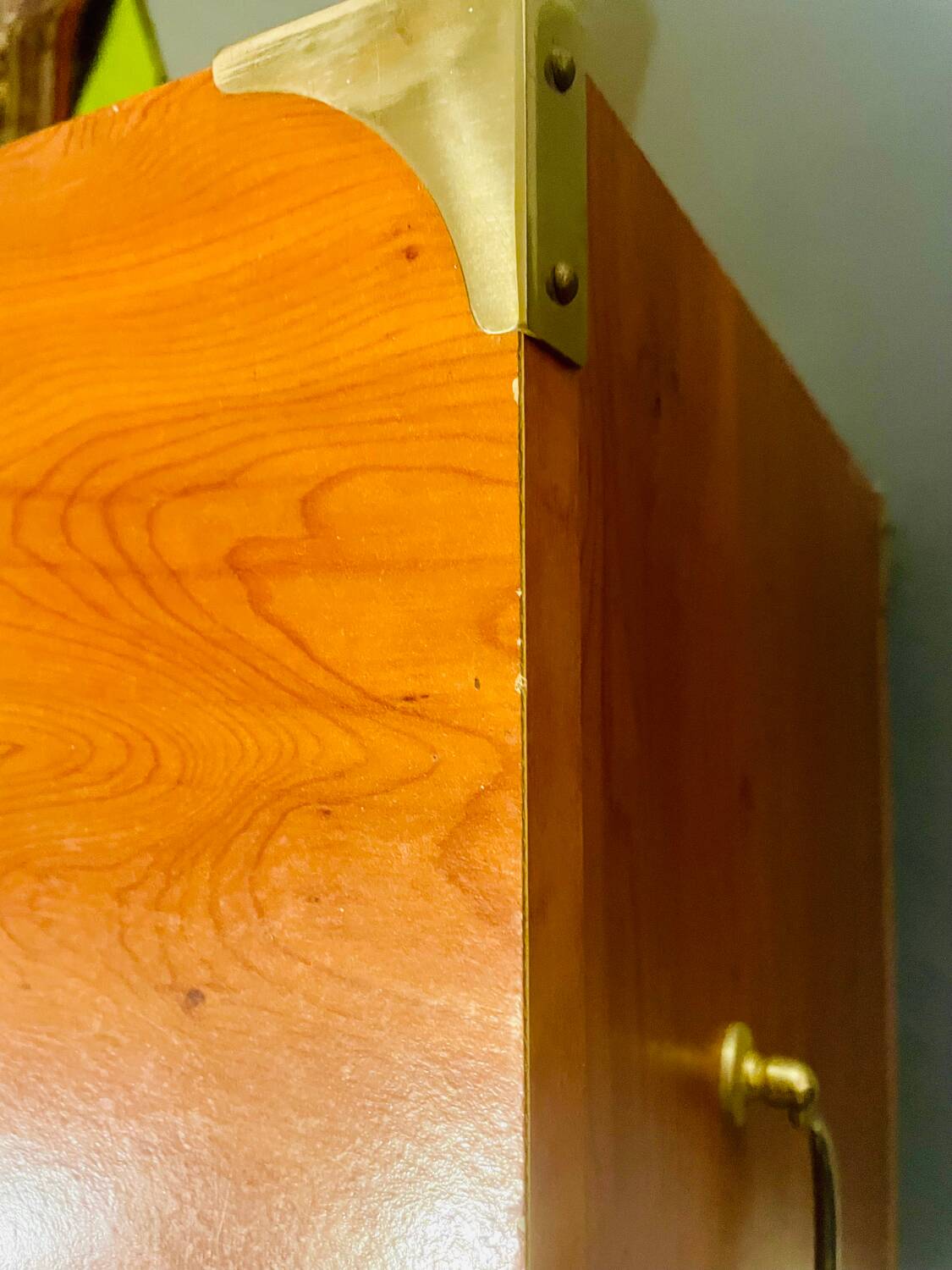 Gautier “Marine” bedside table in wood and brass, 1991