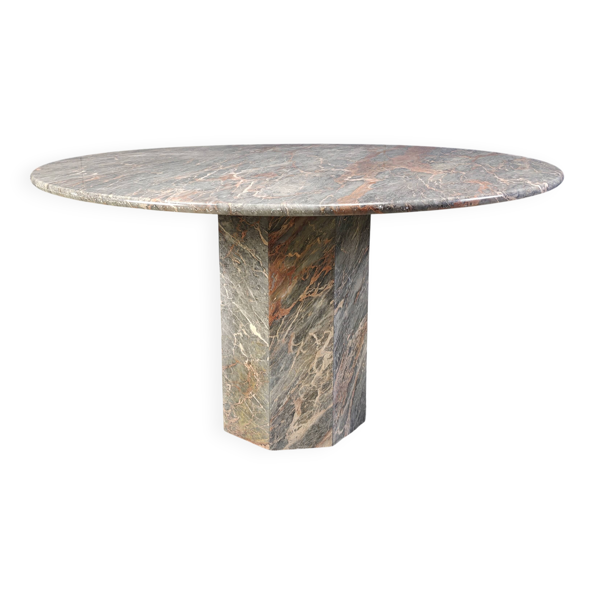 Table à manger ronde en marbre italien des années 1970